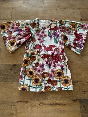 Mini Rodini Floral Tunic dress colourful size 92/98 2-3 years organic cotton